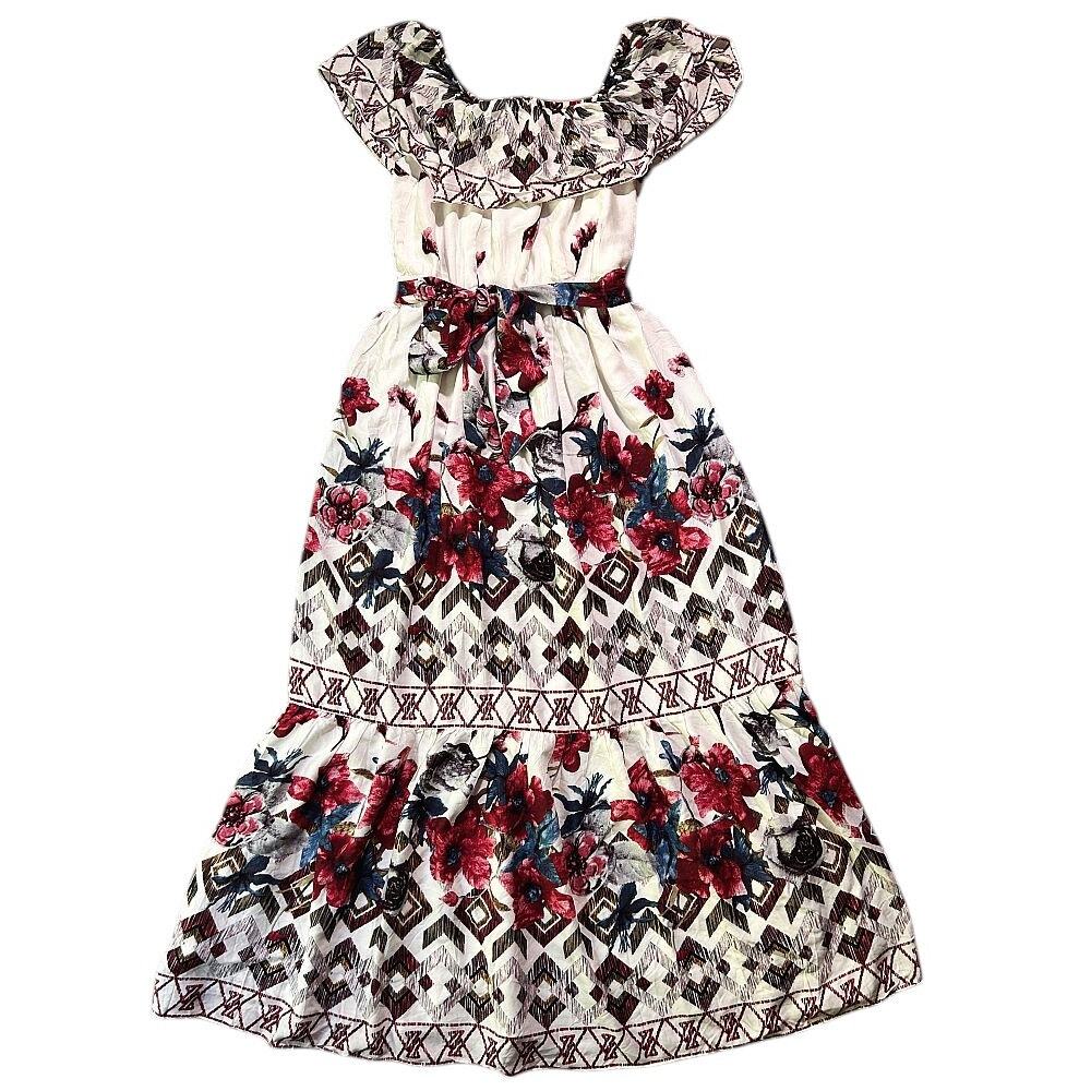 Magnolia Boutique Off The Shoulder Lined Floral Ruffle Hem Maxi Dress Small